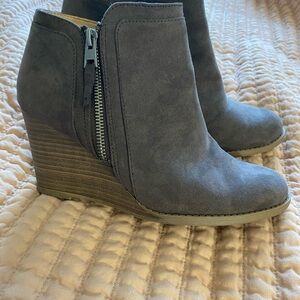 Gray Wedge Ankle Boots